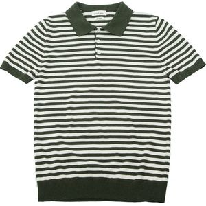 Stitch Note Vinage Melange Striped Polo Sweater